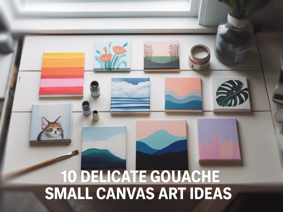 Delicate gouache small canvas art ideas for compact spaces with soft artistic details and modern decor style