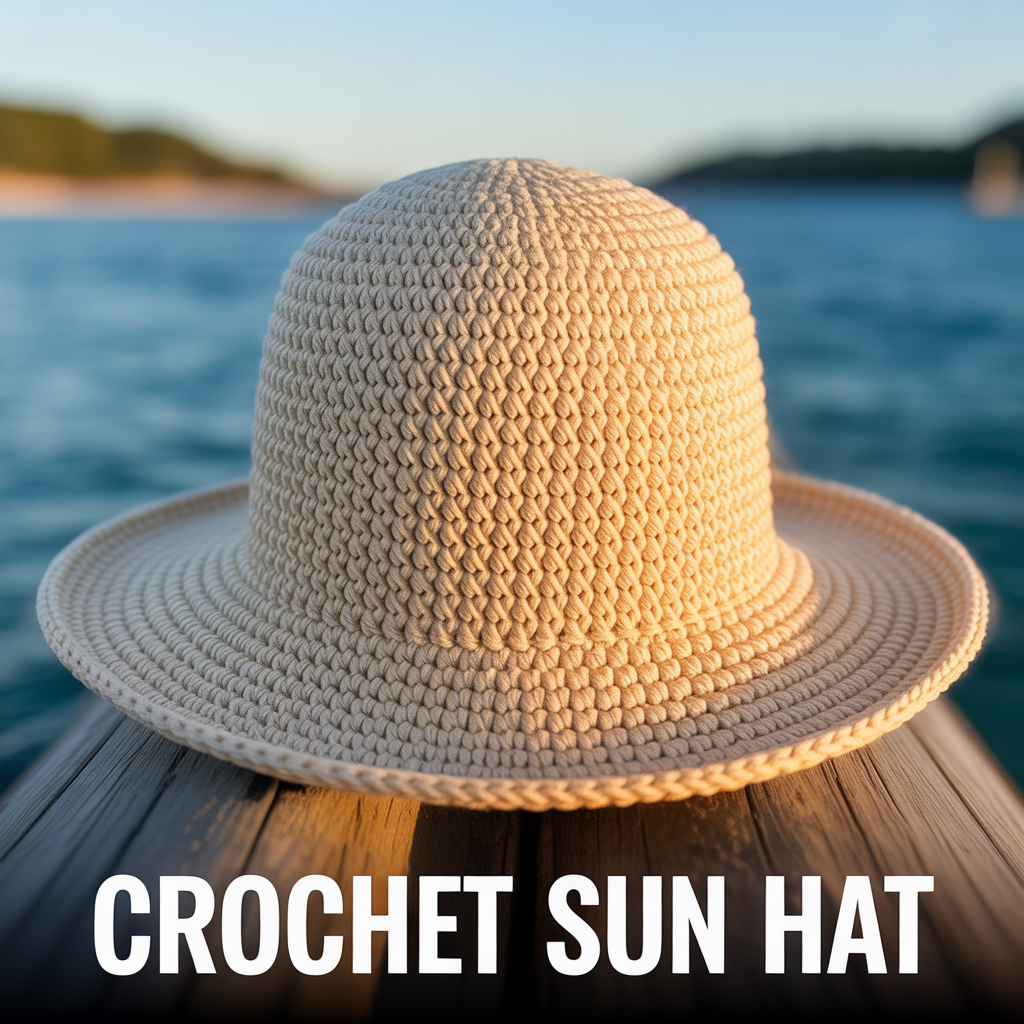 Handmade crochet sun hat with stylish woven texture for a trendy summer fashion accessory