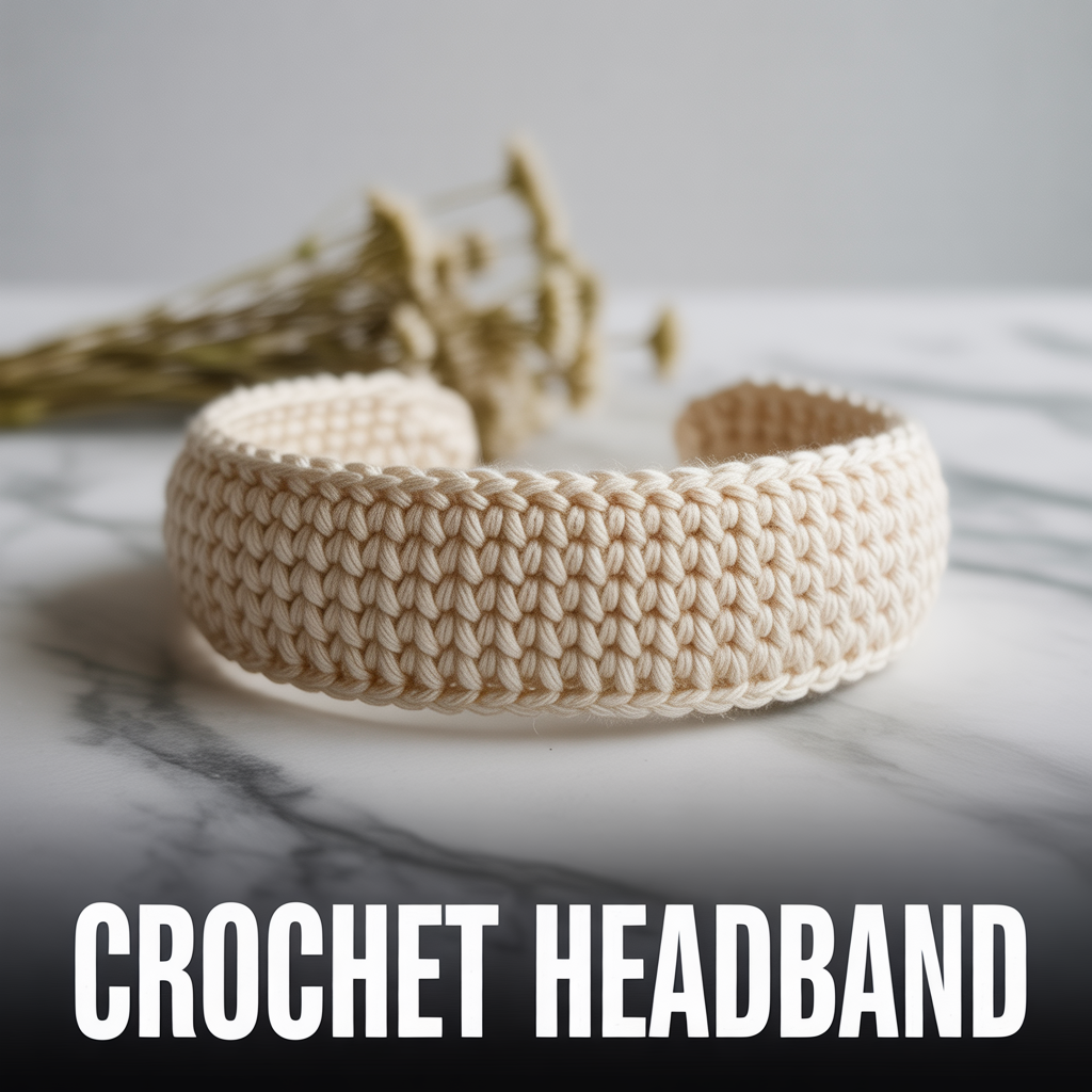 Handmade crochet headband with soft textured pattern for a stylish everyday hair accessory

