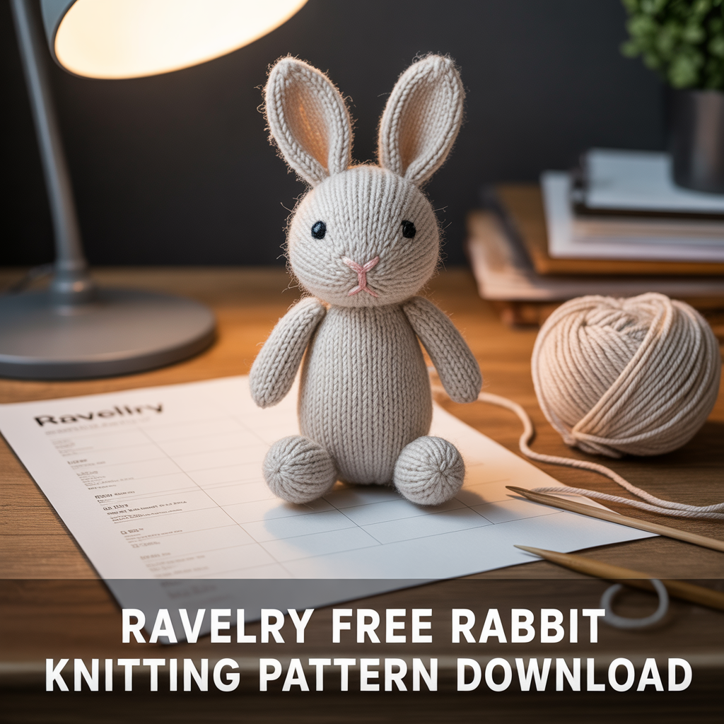 Free rabbit knitting pattern download from Ravelry with cute handmade bunny plush design
