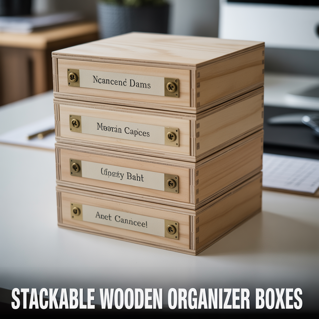 Stackable wooden organizer boxes with functional storage design for stylish home organization solutions
