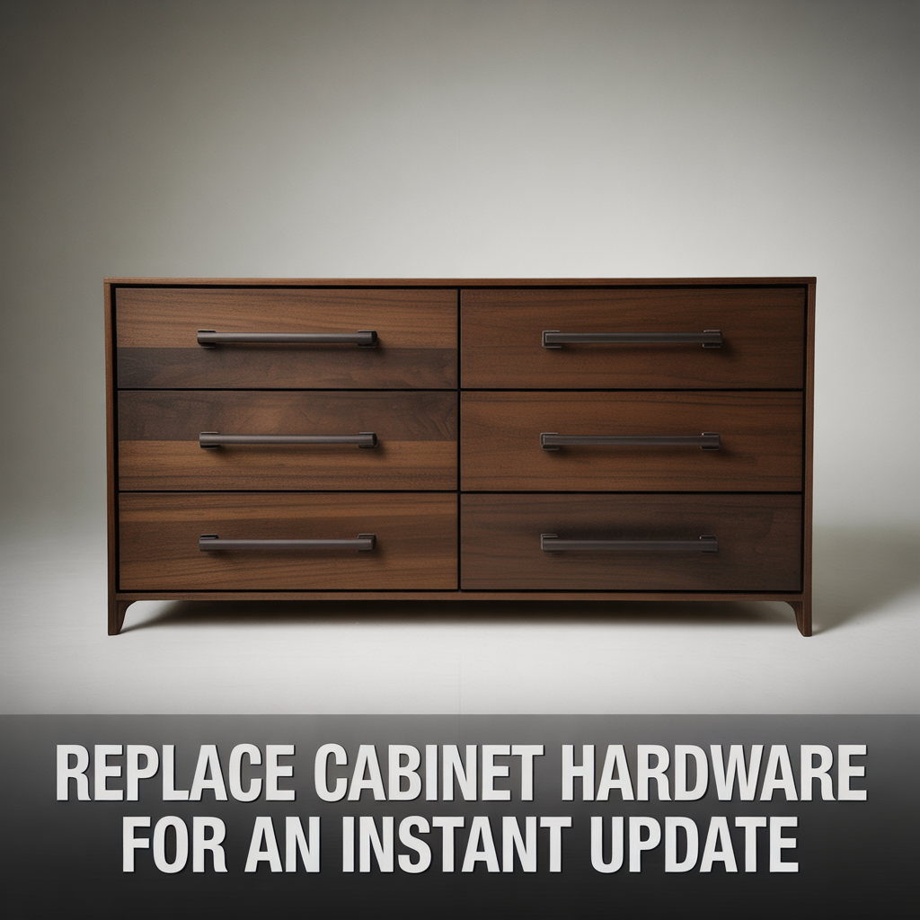 Updated cabinet hardware on furniture for a quick and stylish makeover