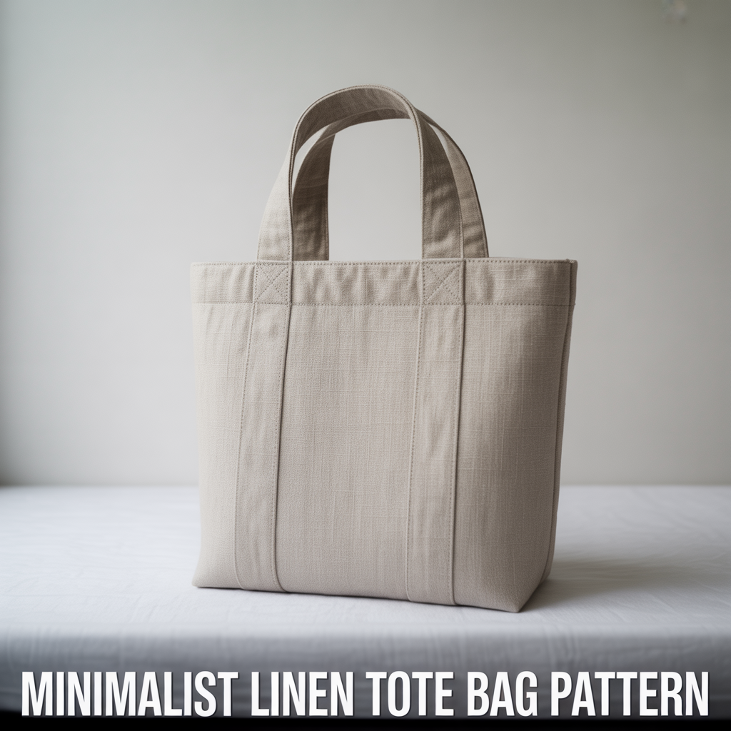 Simple linen tote bag sewing pattern with a minimalist design and soft, natural texture.