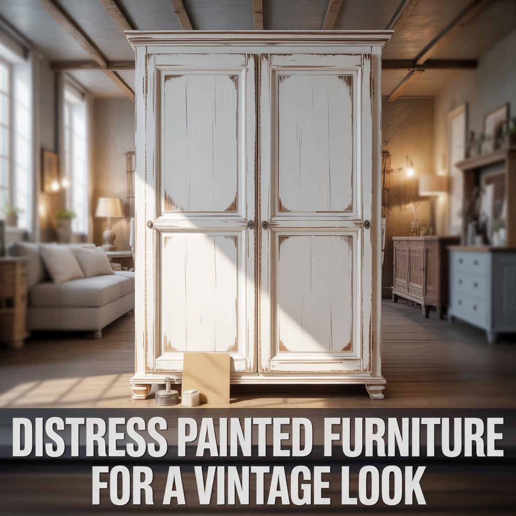 Distressed painted furniture with a vintage-inspired finish and rustic charm