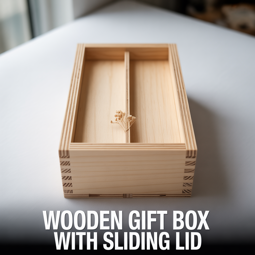 Wooden gift box with sliding lid and handcrafted design for stylish decorative packaging and storage
