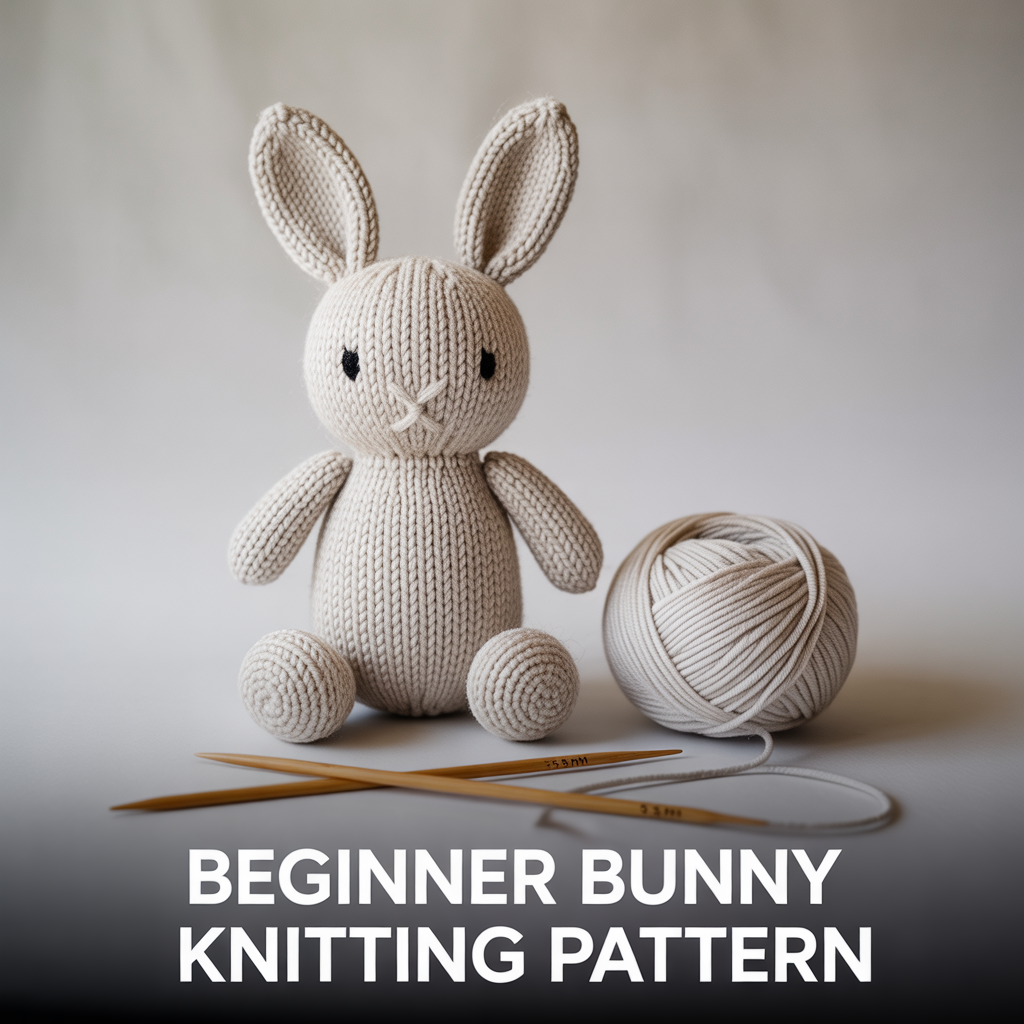 Beginner bunny knitting pattern with simple handmade plush design for easy knitting projects
