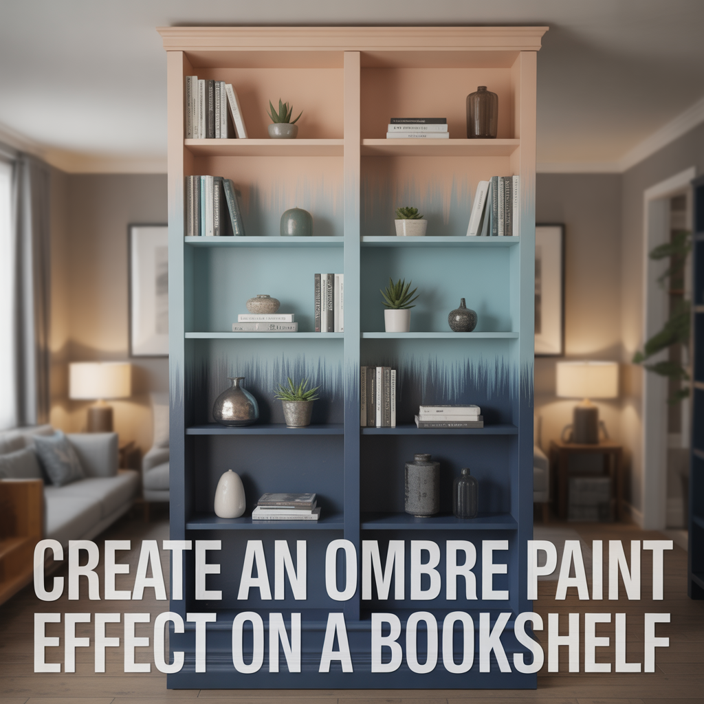 Bookshelf with an ombre paint effect for a creative modern furniture makeover