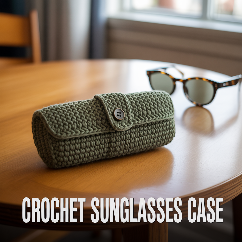 Handmade crochet sunglasses case with woven texture for a stylish protective accessory design
