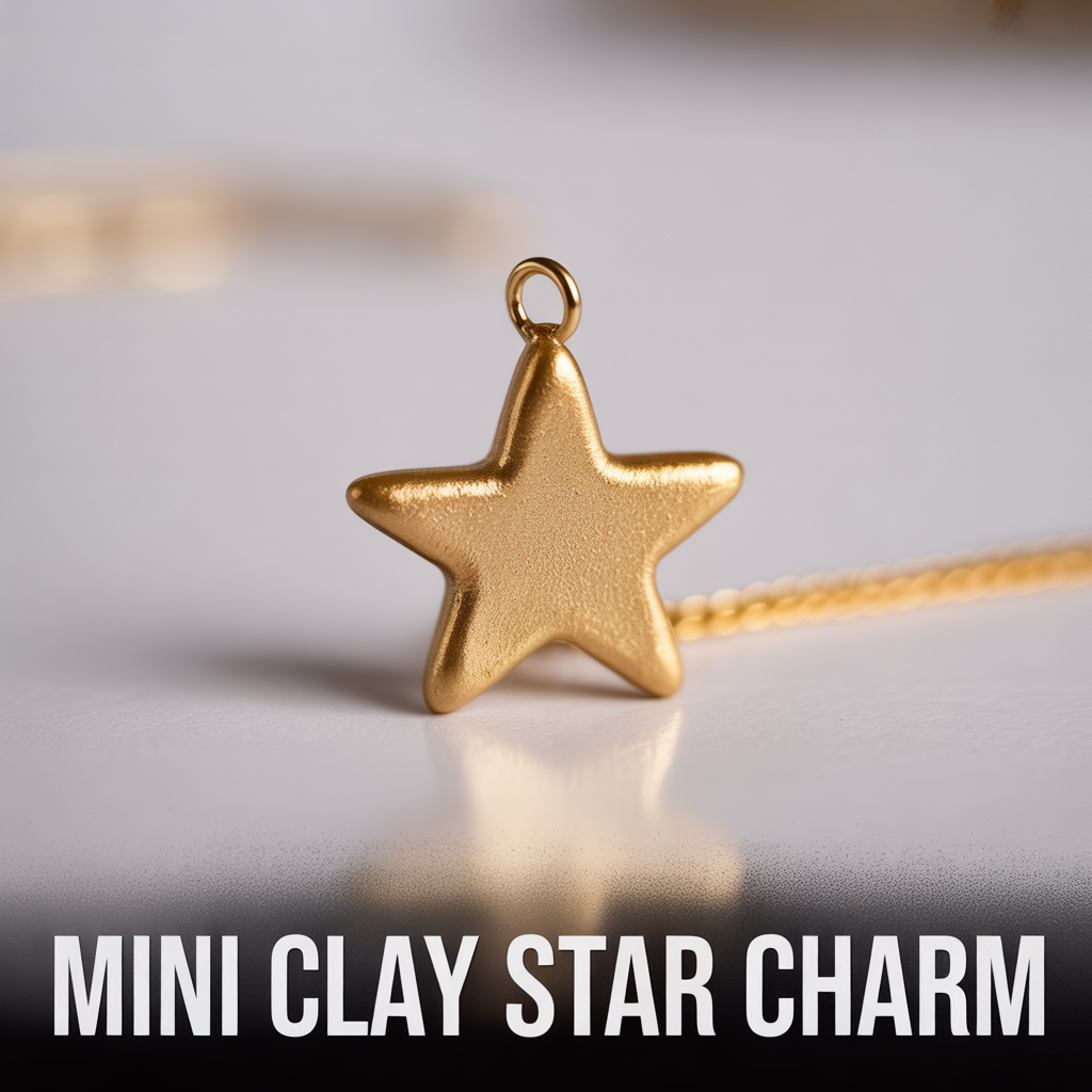 Mini clay star charm with handcrafted details for a cute decorative DIY accessory piece
