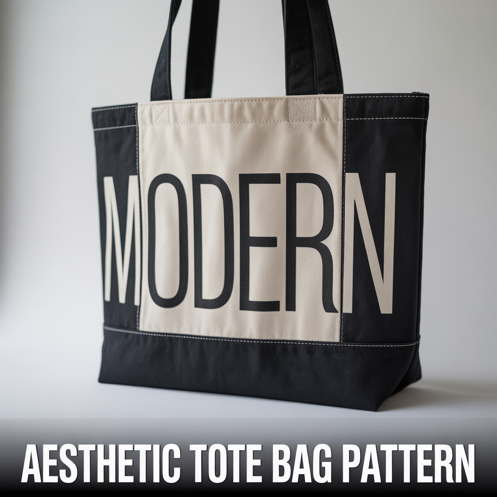 Modern aesthetic tote bag sewing pattern with clean lines and a trendy minimalist silhouette.