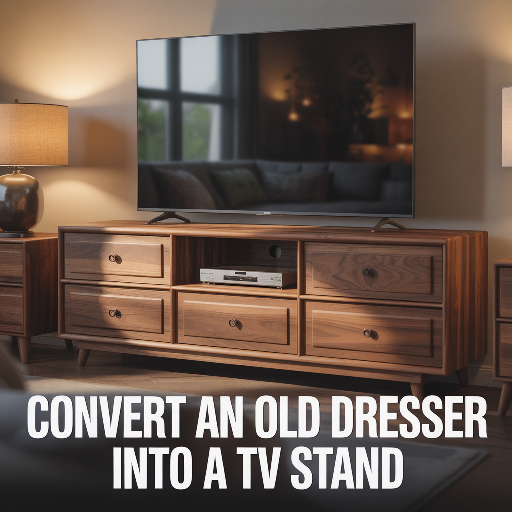 Old dresser converted into a stylish TV stand for a functional furniture makeover