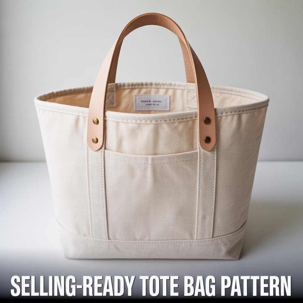 Professional sewing pattern for a sellable, retail-quality tote bag.