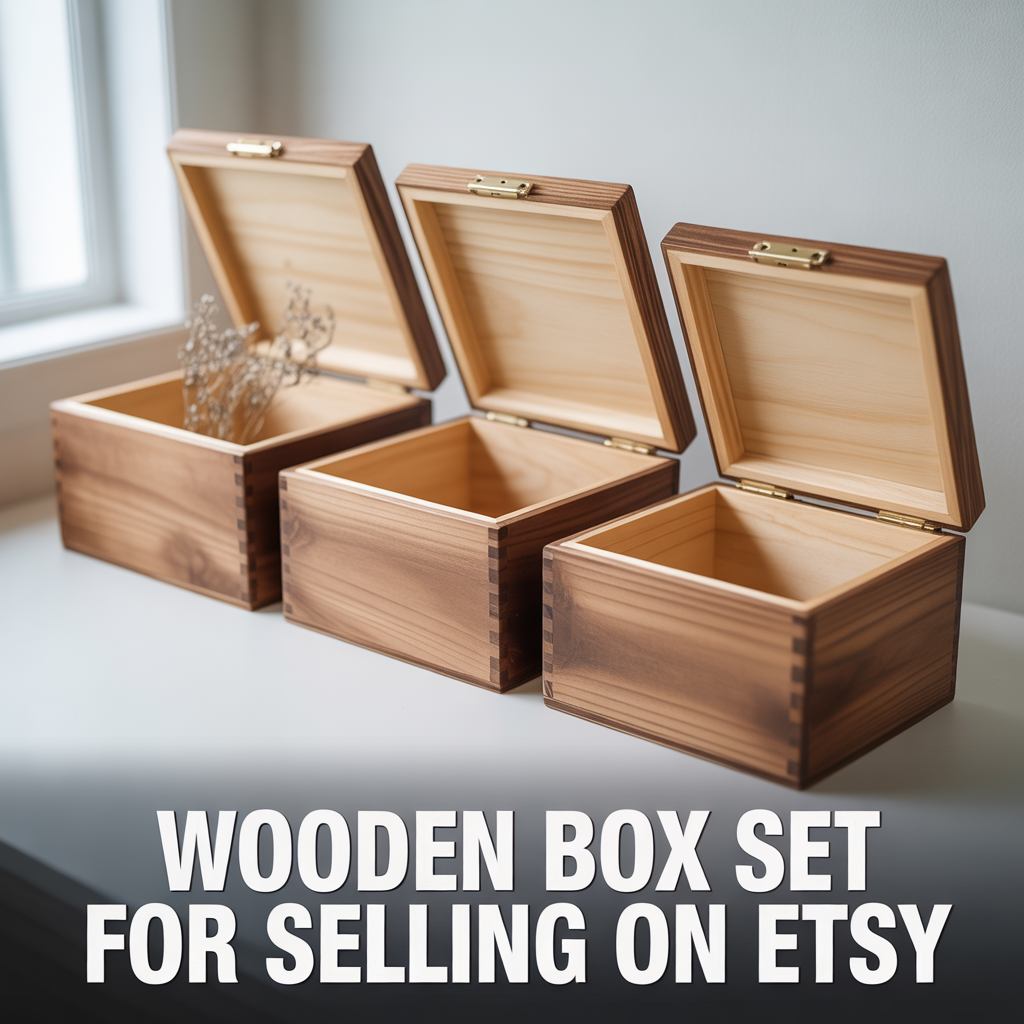 A minimalist set of high-quality wooden boxes with a smooth finish, clean lines, and professional studio lighting.