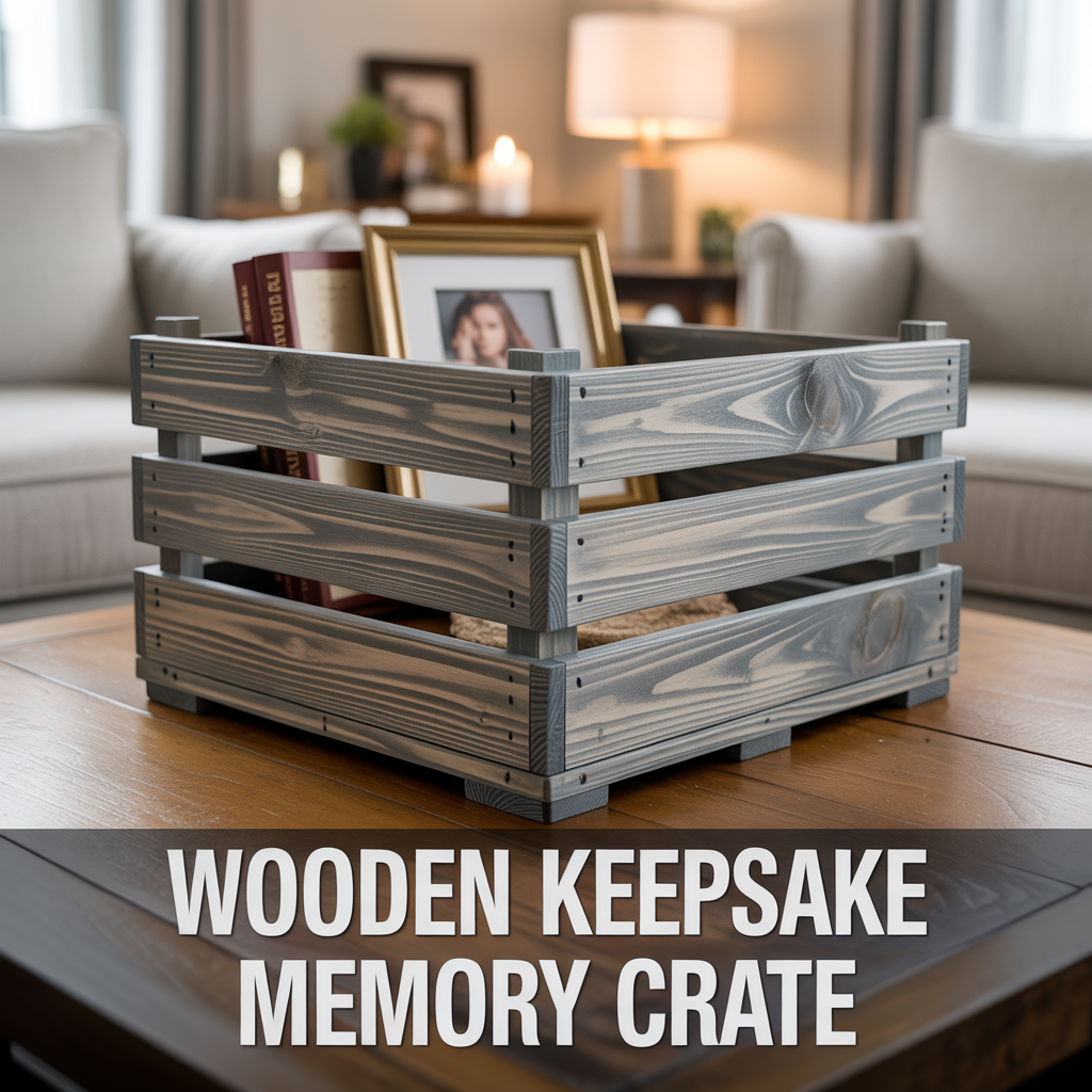 A minimalist wooden keepsake memory crate with a smooth finish, natural grain, and a clean, high-quality aesthetic.