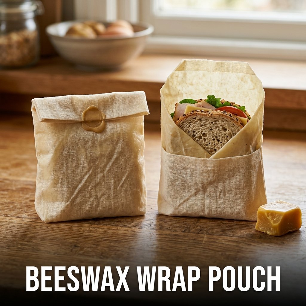 Beeswax wrap pouch with reusable fabric design for eco-friendly food storage