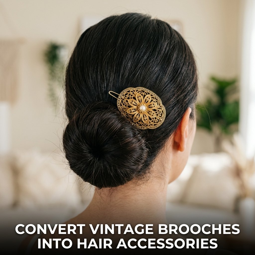 A sparkling Art Deco floral brooch securely attached to a silver alligator hair clip