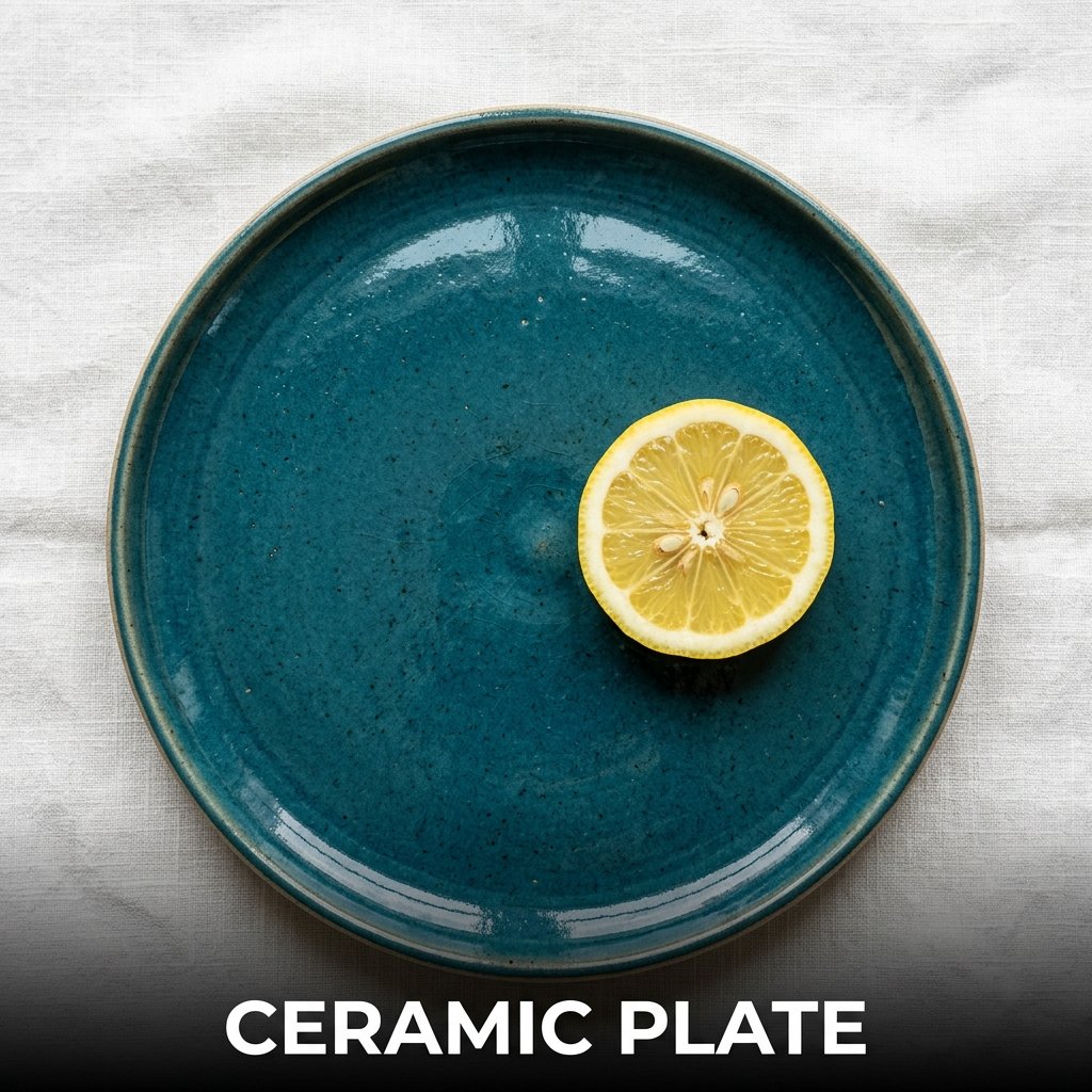 Handmade ceramic dinner plate with food-safe glaze and rustic pottery style