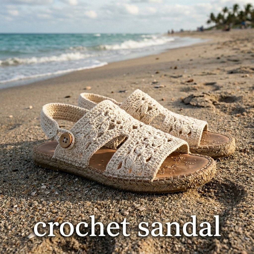 Handmade crochet sandals with woven details for a stylish comfortable summer footwear design
