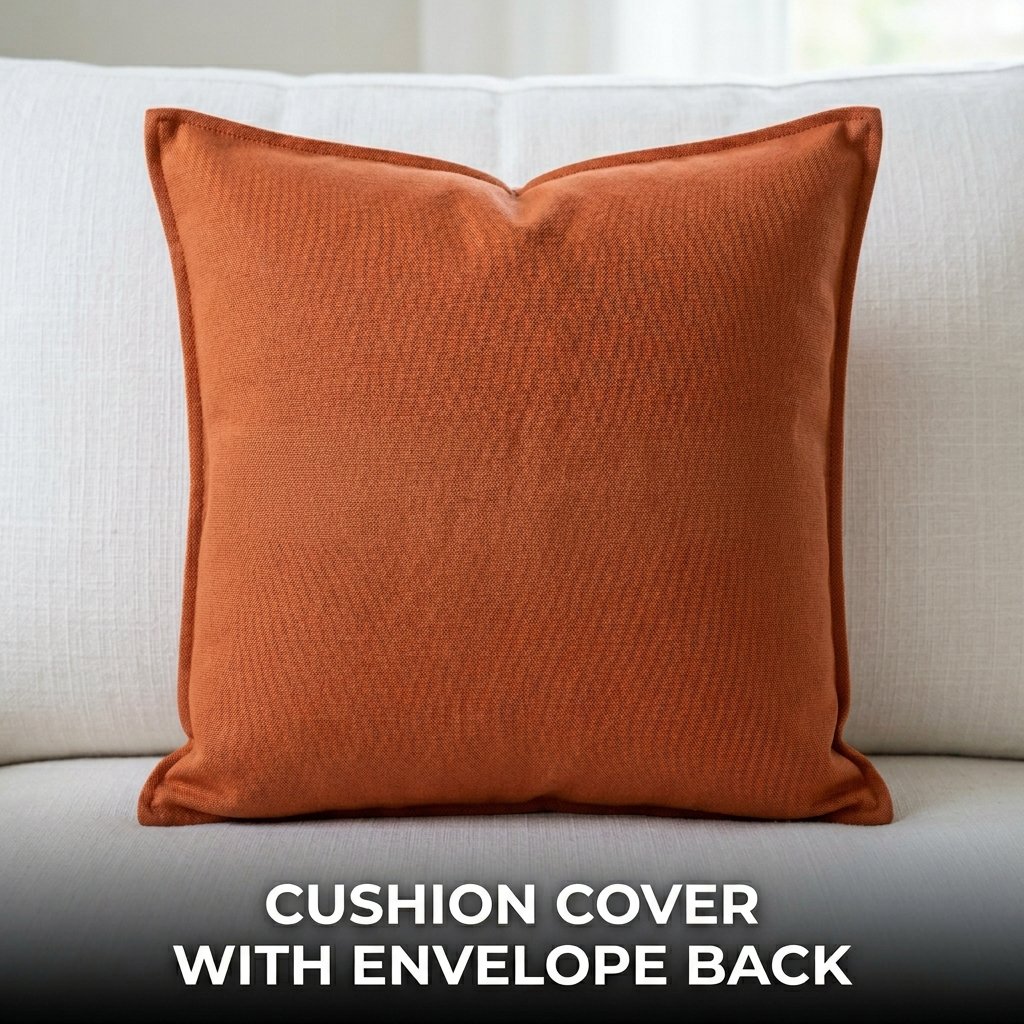 Cushion cover with envelope back closure and decorative fabric home decor design