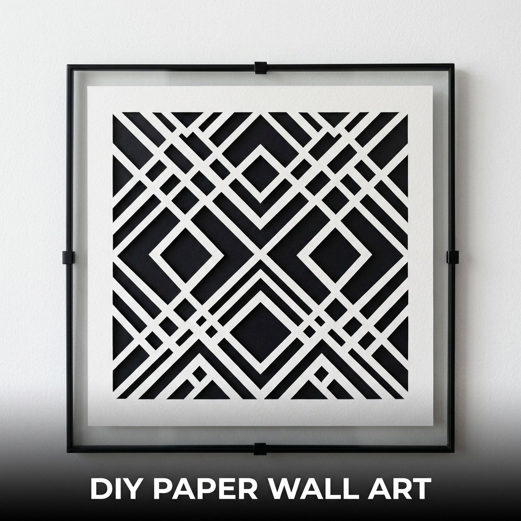 DIY paper wall art with geometric layered cardstock and modern handmade decor design