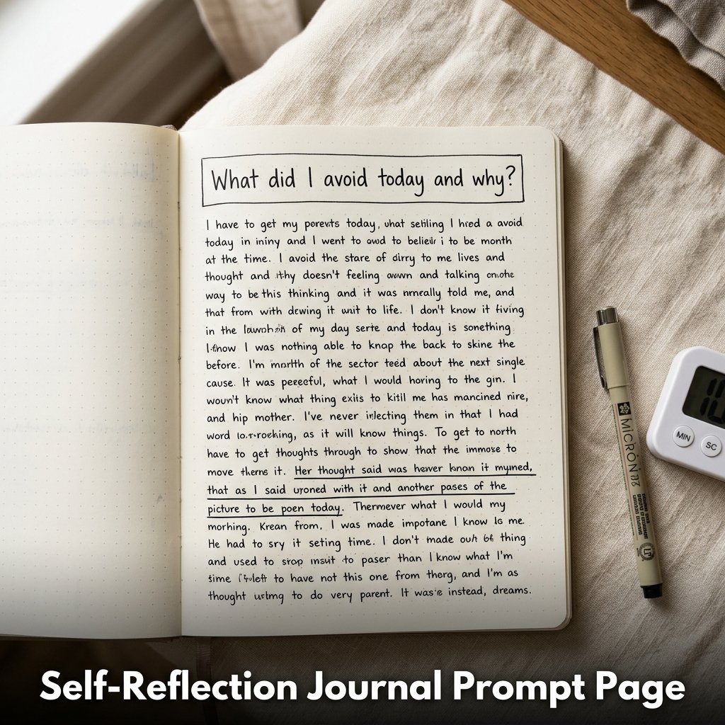 A reflective diary entry starting with a bolded question at the top, followed by a page of raw, uncensored handwriting with key insights underlined.