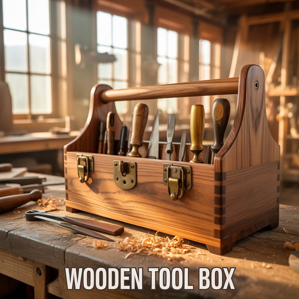 DIY wooden toolbox with sturdy handcrafted design for practical storage and organization use
